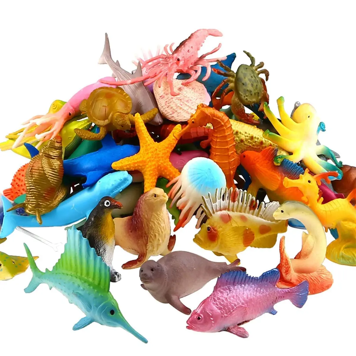 Funcorn Toys 52 Pack Ocean Animal Toys Assorted Mini Sea Creature Figures | Realistic 2 Inch Sea Animals for Kids 3+ - main product image