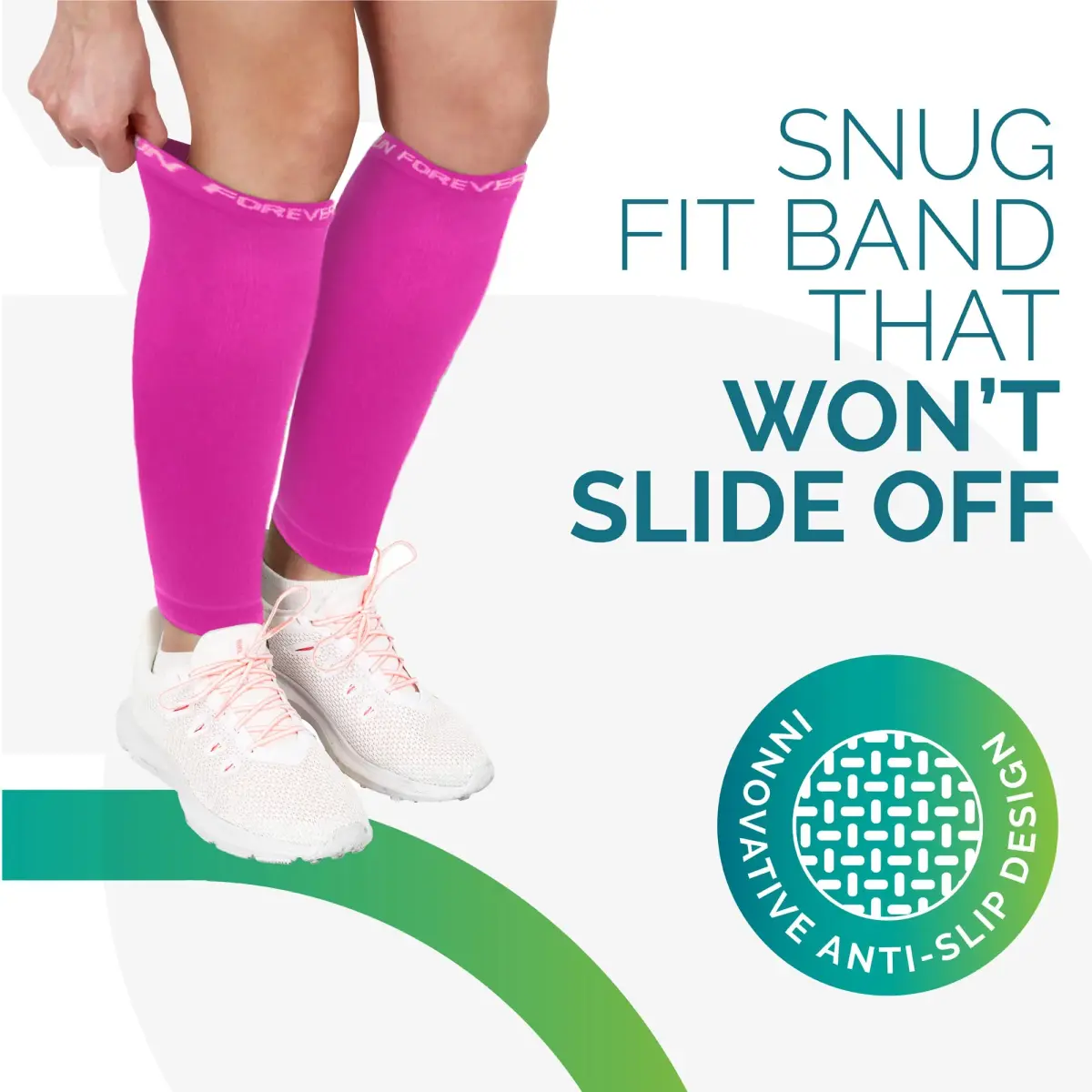 Run Forever Calf Compression Sleeve XL Pink | 20-30mmHg Graduated Support for Shin Splints & Varicose Veins - view 9