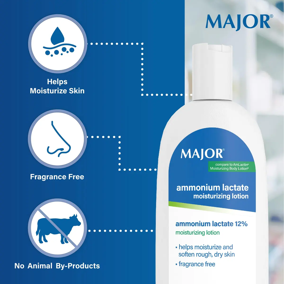 MAJOR Ammonium Lactate 12% Moisturizing Lotion 237ml (8 Fl Oz) | Fragrance-Free Hydration for Rough, Dry Skin - view 4
