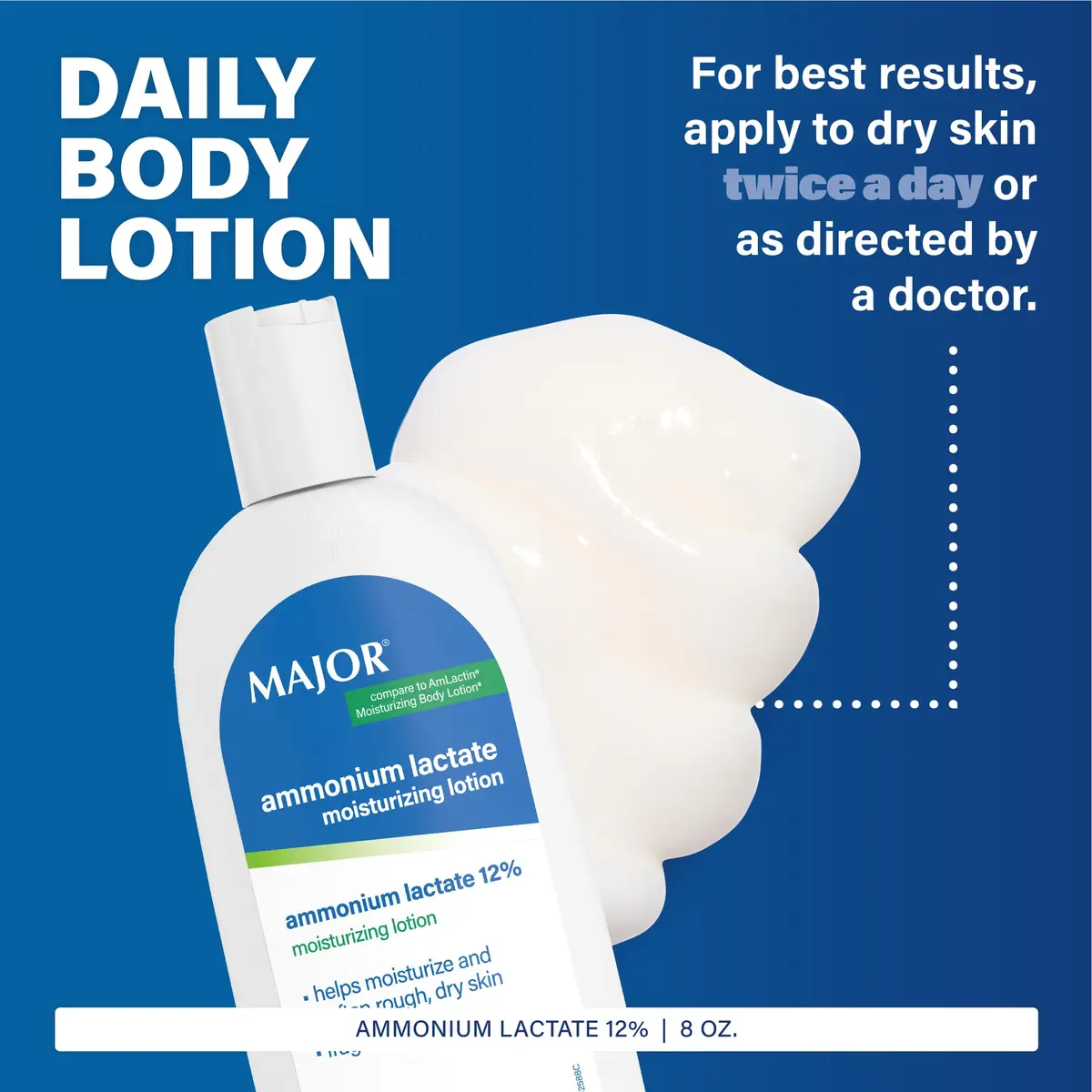 MAJOR Ammonium Lactate 12% Moisturizing Lotion 237ml (8 Fl Oz) | Fragrance-Free Hydration for Rough, Dry Skin - view 3