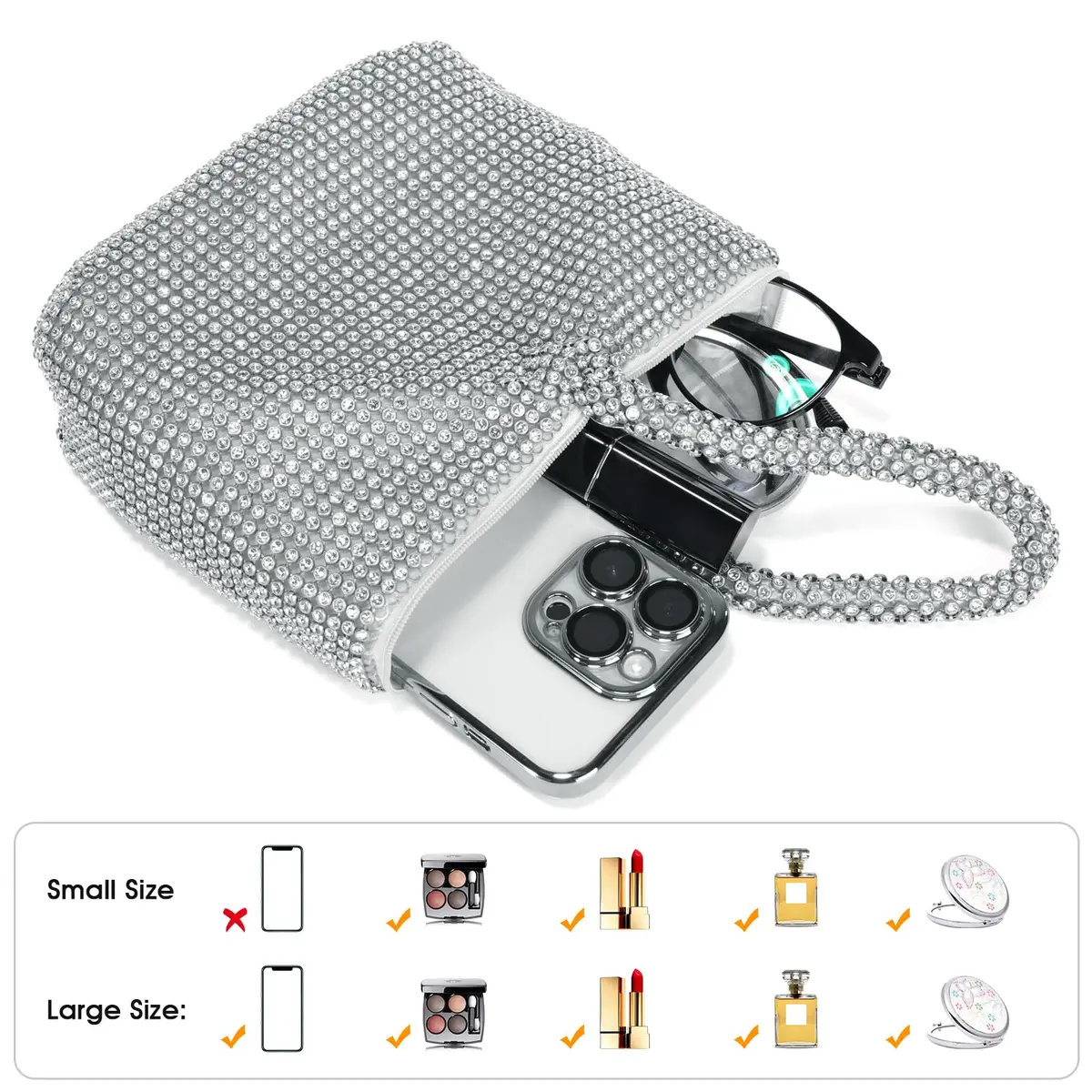 JIAN YA NA Evening Clutch Bag for Women | Rhinestone Party Purse with Magnetic Closure - view 8