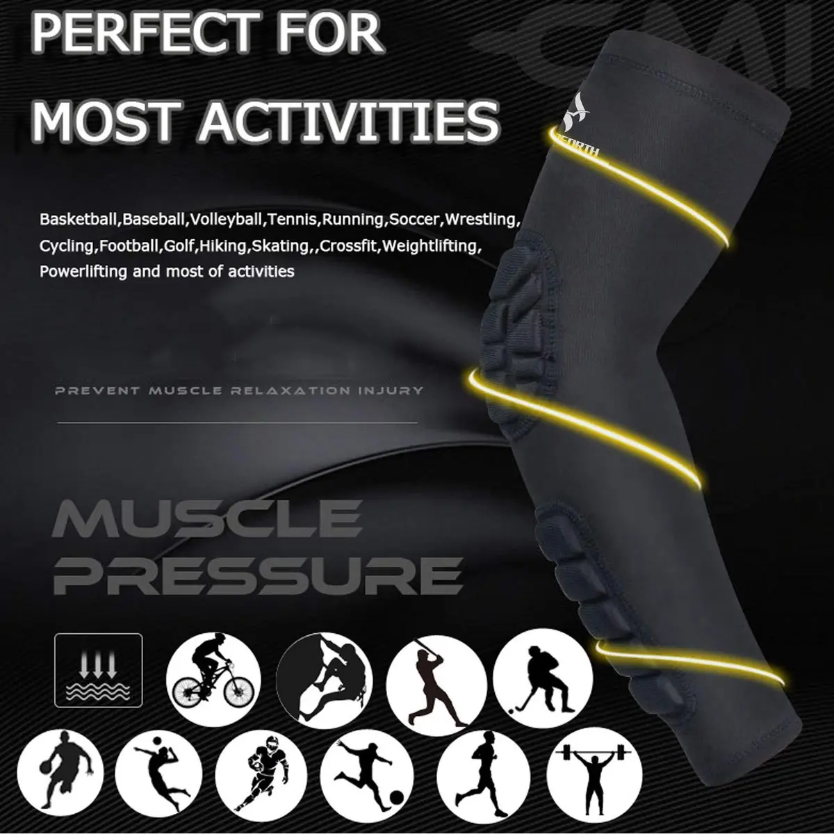 HOPEFORTH Impact Protection Gear 2PCS Padded Arm Elbow Forearm Sleeves | Impact-Absorbing EVA Padding - view 6
