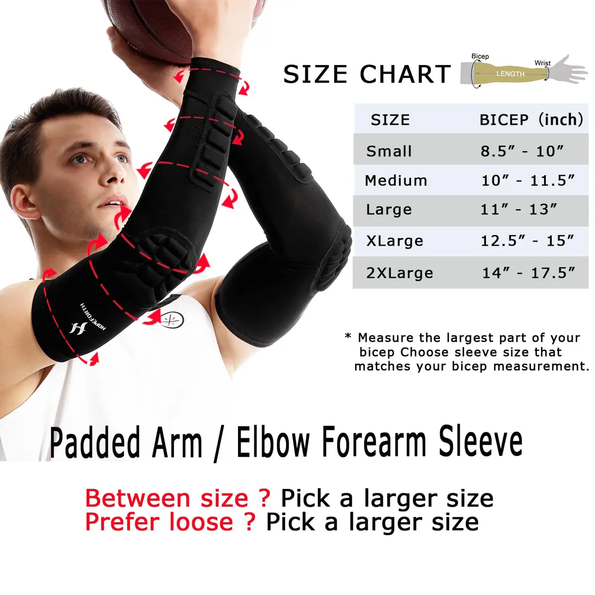 HOPEFORTH Impact Protection Gear 2PCS Padded Arm Elbow Forearm Sleeves | Impact-Absorbing EVA Padding - view 2
