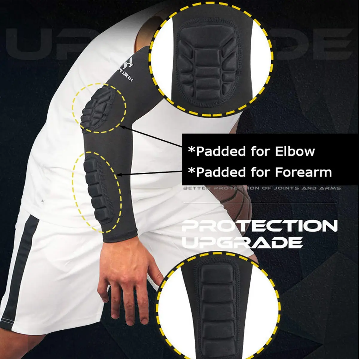 HOPEFORTH Impact Protection Gear 2PCS Padded Arm Elbow Forearm Sleeves | Impact-Absorbing EVA Padding - view 3