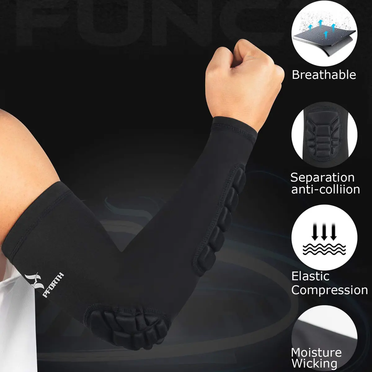 HOPEFORTH Impact Protection Gear 2PCS Padded Arm Elbow Forearm Sleeves | Impact-Absorbing EVA Padding - view 4