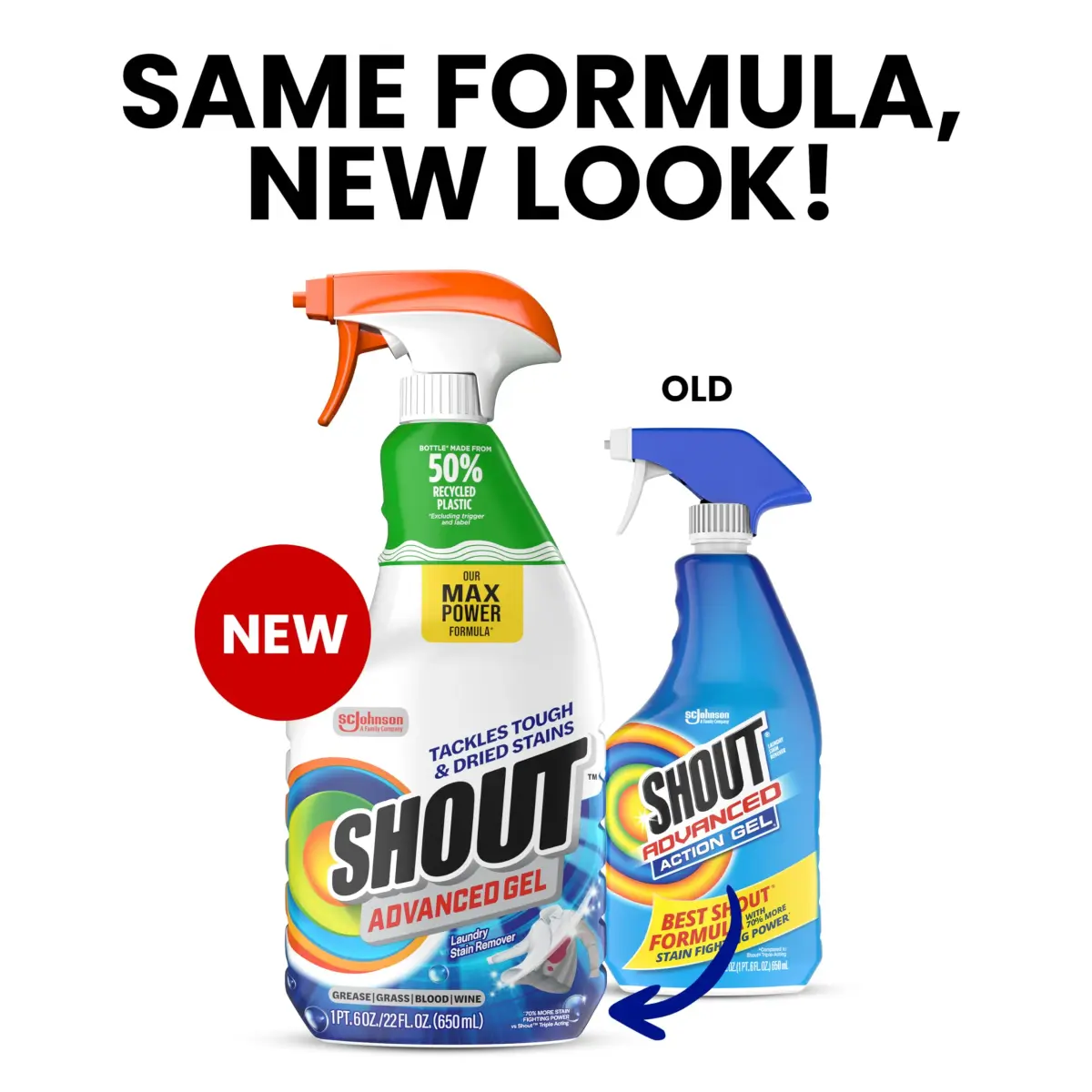 SHOUT Advanced Gel Laundry Stain Remover Spray 22 Fl Oz (650ml) | 70% More Stain-Fighting Power - view 2