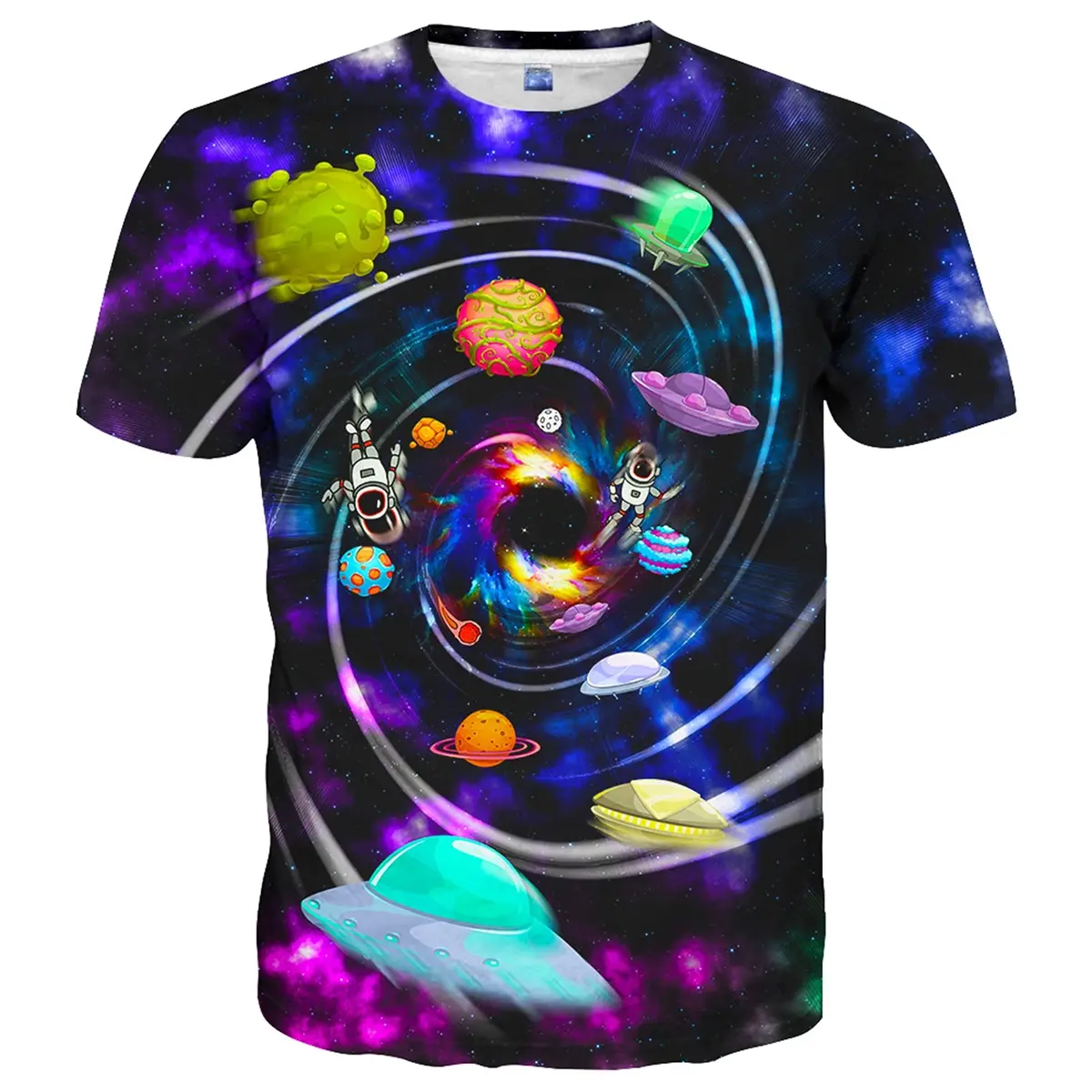 YAJOOEY Men Womens 3D Planet Graphic Print Shirts Unisex Short Sleeve Summer Tee XXL Purple | Vibrant 3D Dye-Sublimation - main product image