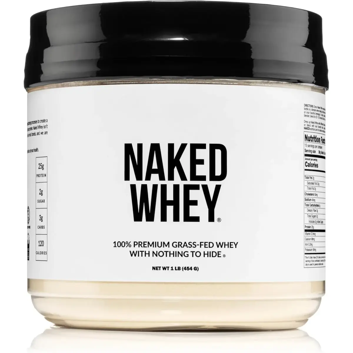 NAKED Whey Protein Powder 1 lb (454 g) | Grass-Fed, NSF Certified, 25g Protein Per Serving - main product image
