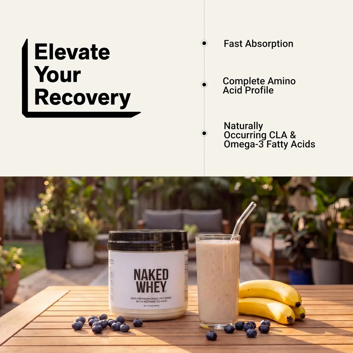 NAKED Whey Protein Powder 1 lb (454 g) | Grass-Fed, NSF Certified, 25g Protein Per Serving - view 6
