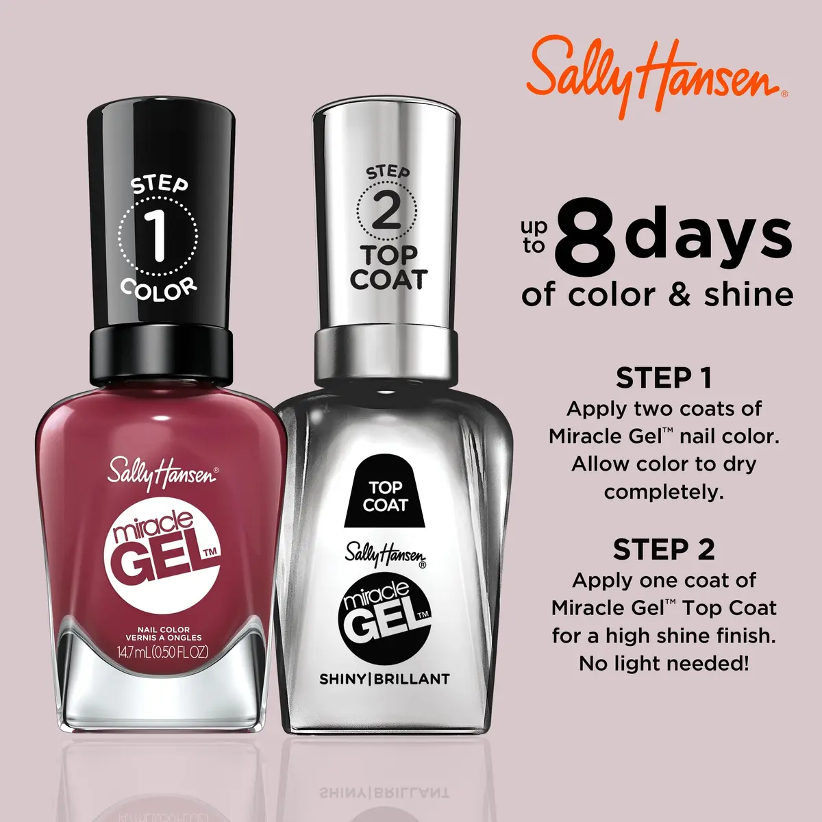Sally Hansen Miracle Gel Nail Polish 0.5 Fl Oz | Long-Lasting, Vegan, No UV Needed, Glossy Finish - view 2