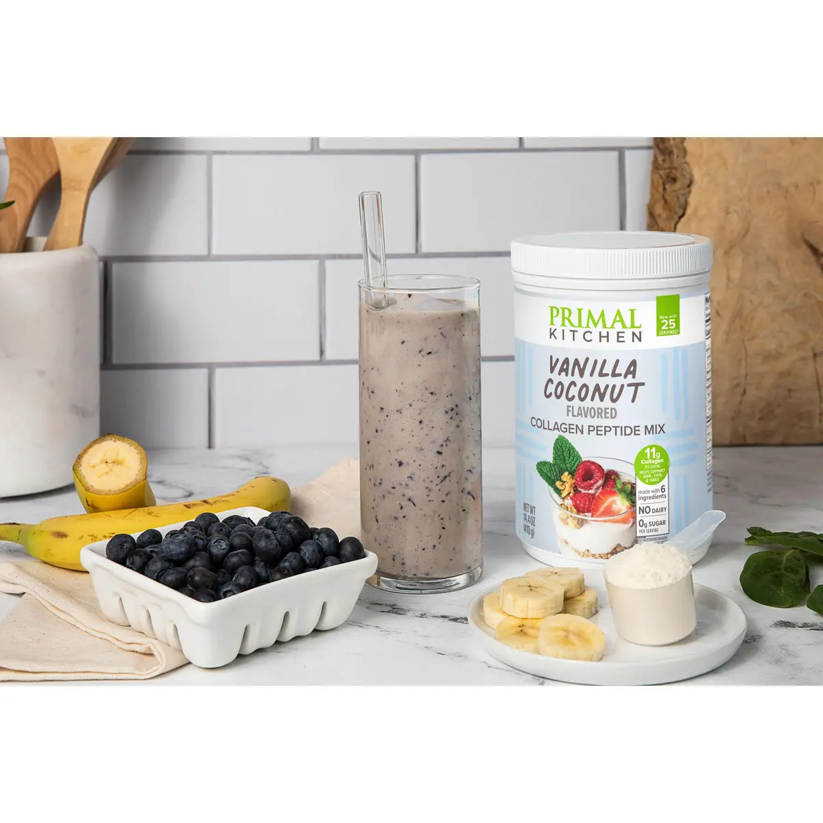 Primal Kitchen Vanilla Collagen Fuel Drink Mix 14.4 oz (408g) | 11g Collagen Peptides Per Serving - view 5