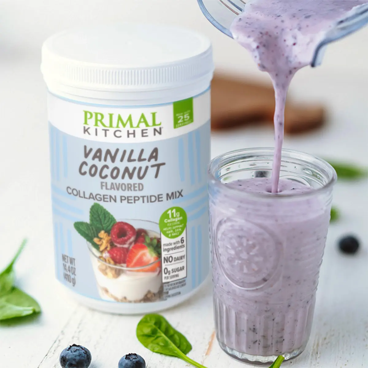 Primal Kitchen Vanilla Collagen Fuel Drink Mix 14.4 oz (408g) | 11g Collagen Peptides Per Serving - view 6