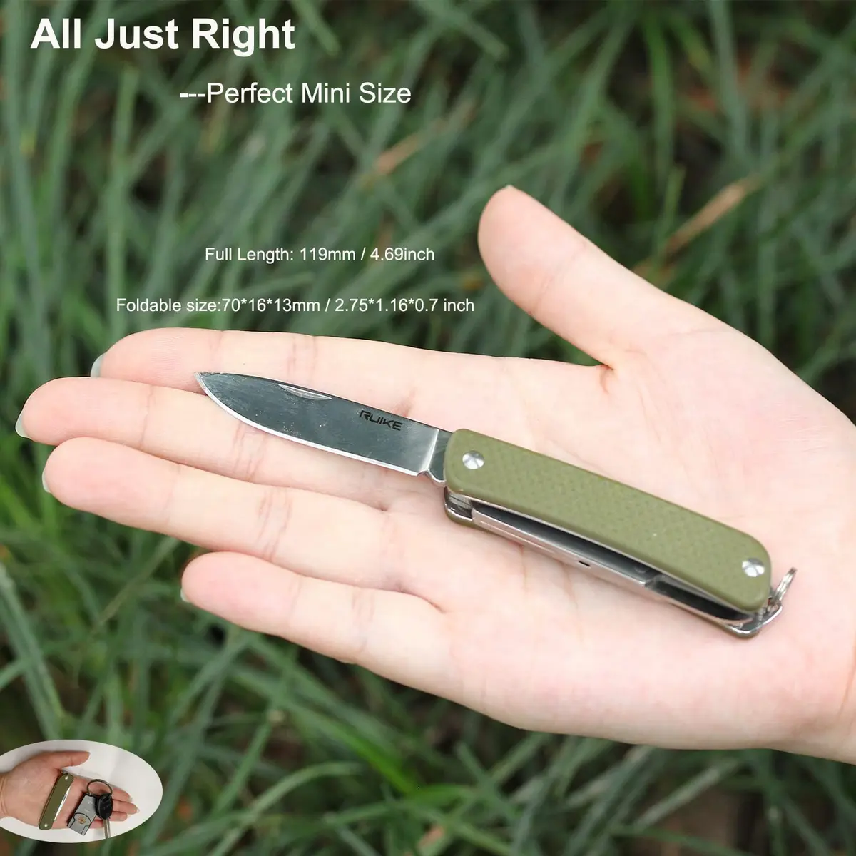 Ruike Small Keychain Knife for Men,Women Gifts,5 in1 Multitool, 12C27 Steel,Mini EDC Tactical Folding Pocket Knives Camping Key Tool,Multifunction,Scissors,Screwdriver,Bottle Opener,Cute Outdoor Gear | Compact & Multifunctional - view 5