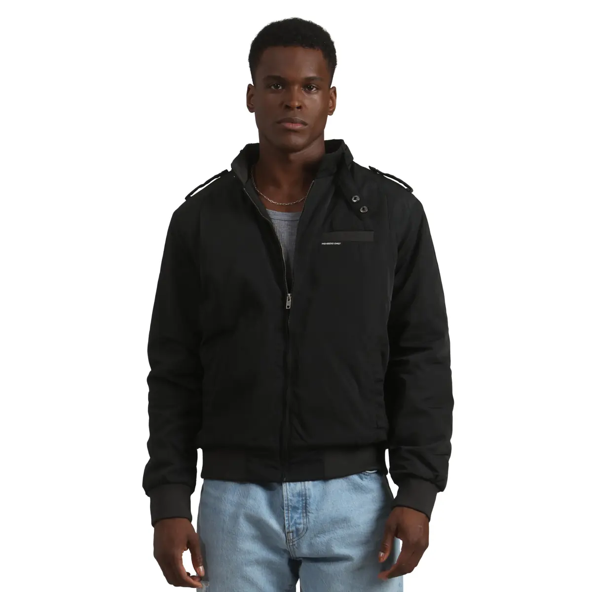 Members Only Men's Iconic Racer Quilted Lining & Slim Fit Jacket (Black, Medium) | Classic Windbreaker for Men - main product image