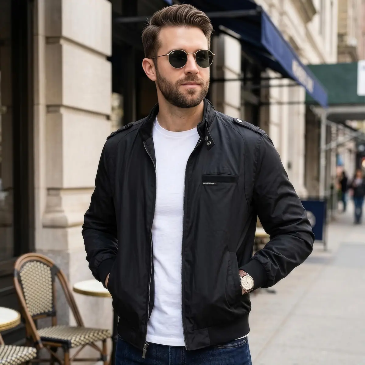 Members Only Men's Iconic Racer Quilted Lining & Slim Fit Jacket (Black, Medium) | Classic Windbreaker for Men - view 3