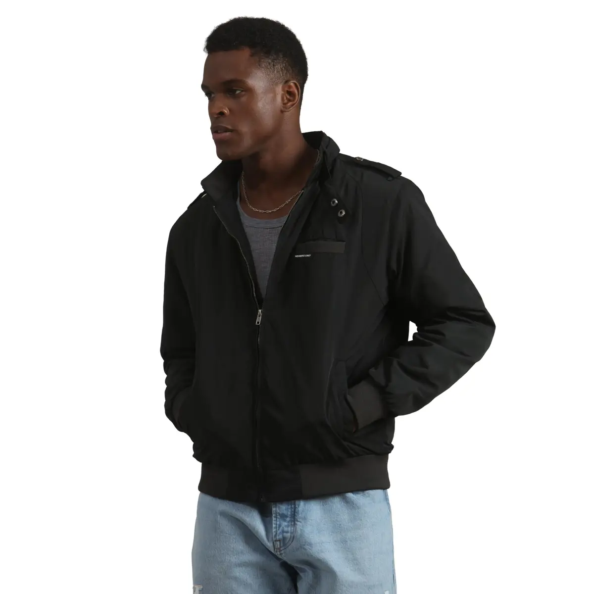 Members Only Men's Iconic Racer Quilted Lining & Slim Fit Jacket (Black, Medium) | Classic Windbreaker for Men - view 4
