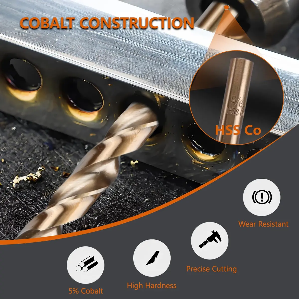 HYMNORQ 13-Pc M35 Cobalt Drill Bit Set, 1.5-6.5mm | Heavy-Duty Metalworking Tools - view 2