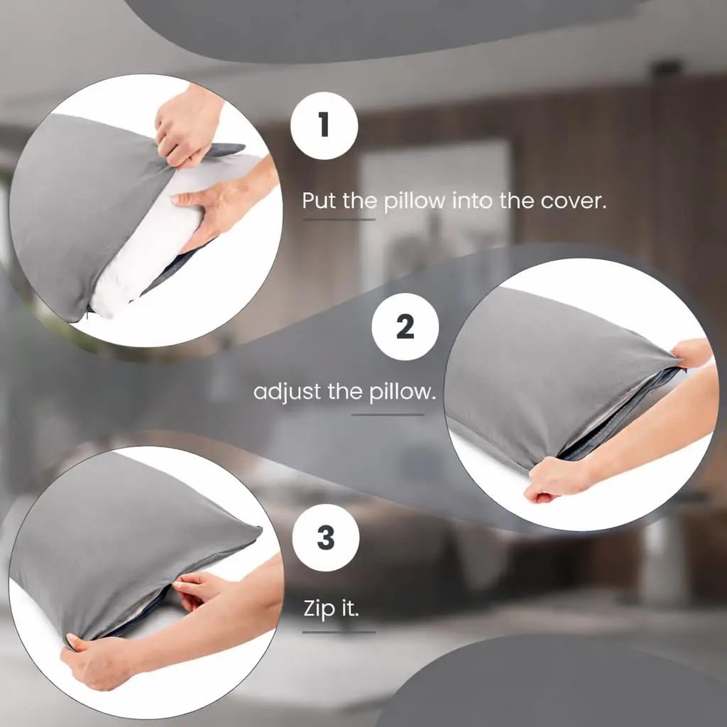EVOLIVE Silver Grey Microfiber Body Pillow Cover 21"x54" | Ultra-Soft Breathable Microfiber - view 7