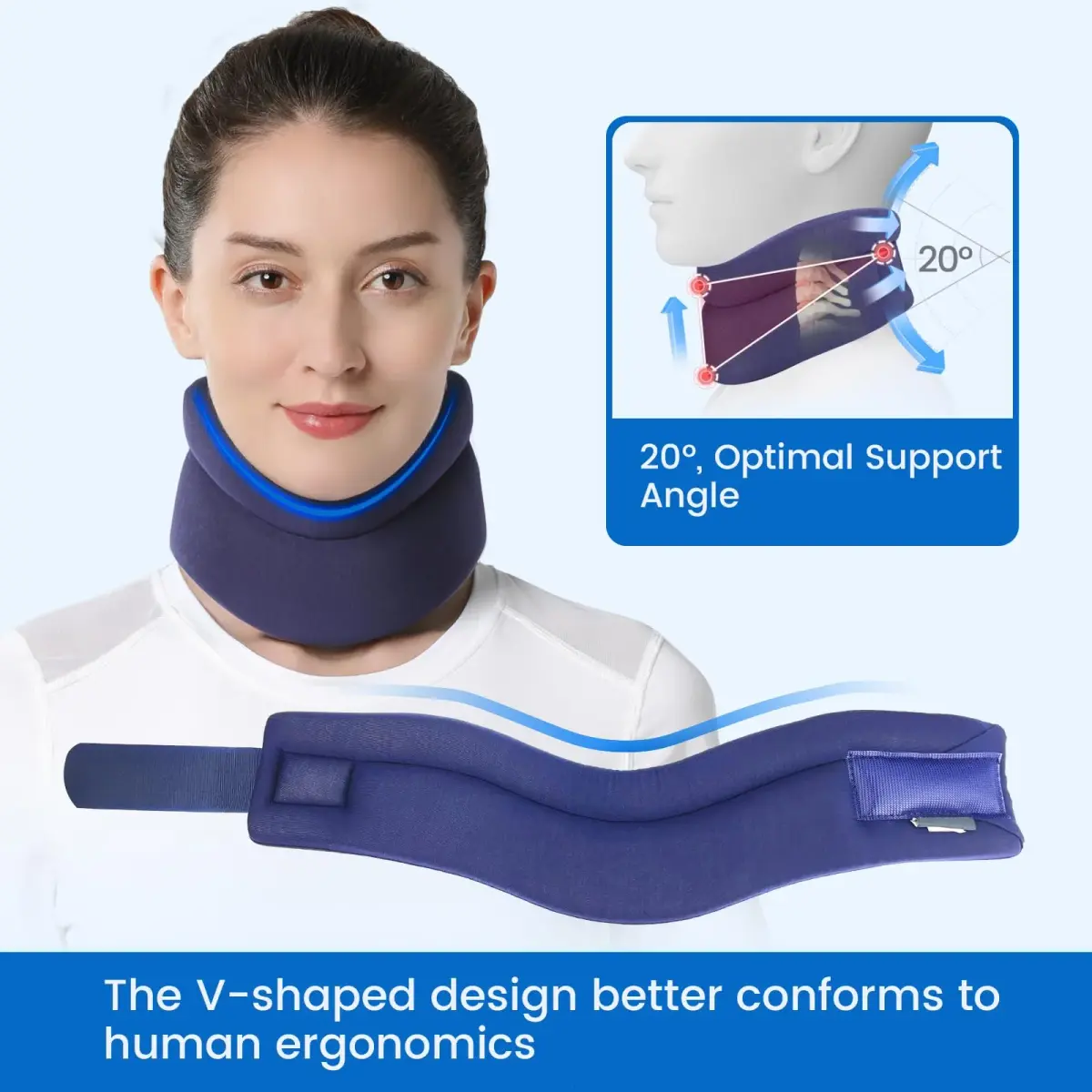 Velpeau Comfort Version Blue Cervical Collar Neck Brace X-Large for Neck Pain Support - view 2