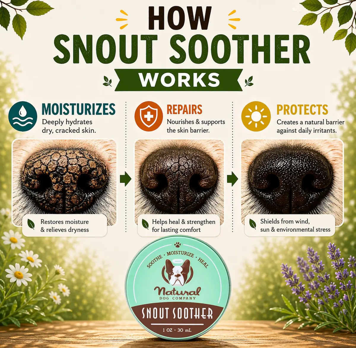 Natural Dog Company Snout Soother 1 oz Tin | Nourishing Nose Balm for Cracked & Dry Snouts - view 4