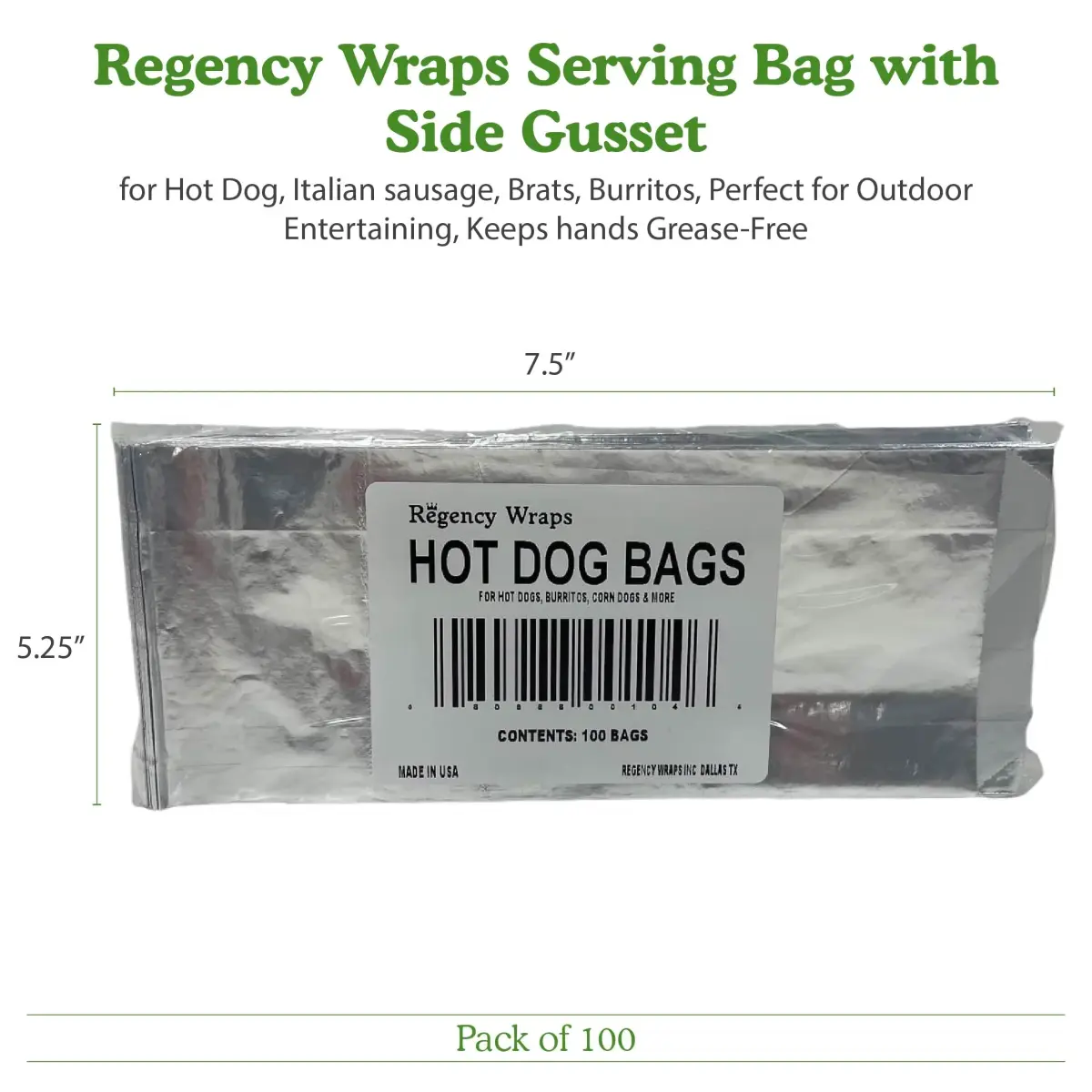 Regency Wraps Grease Resistant Serving Snack Bags, Foil-Lined, 100 Count | Keep Food Fresh & Hot - view 7