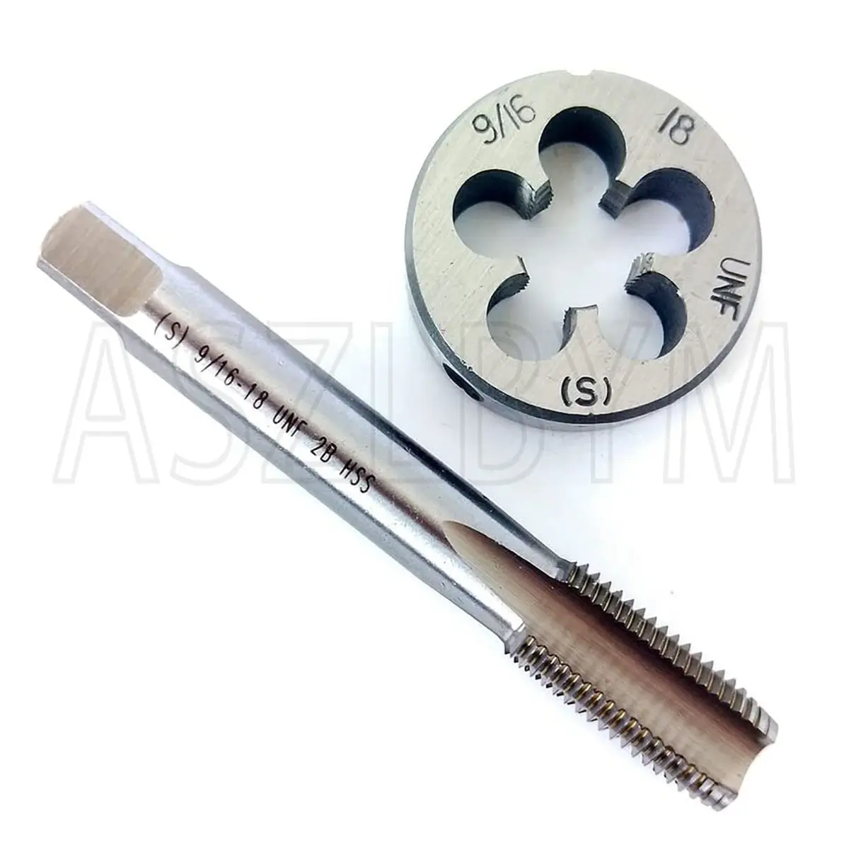 ASZLBYM 9/16-18 UNF Tap and Die Set 4 Flutes HSS Bottom Taper Right Hand Thread | Heavy Duty Threading Tools - view 2