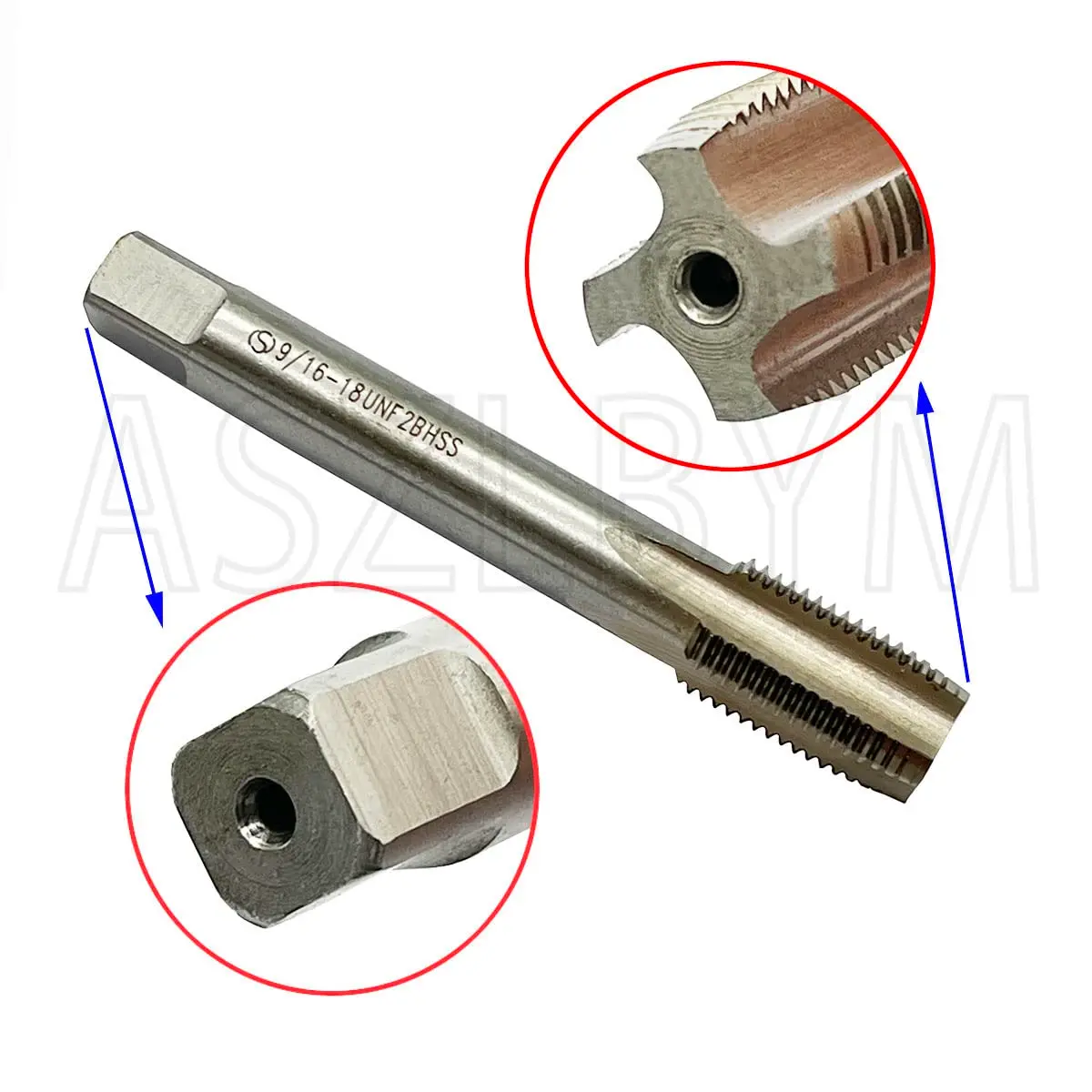 ASZLBYM 9/16-18 UNF Tap and Die Set 4 Flutes HSS Bottom Taper Right Hand Thread | Heavy Duty Threading Tools - view 3