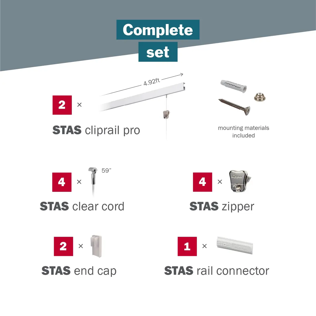 Stas Picture Hanging Systems Cliprail Pro Set - Heavy Duty Aluminum Rail 9.84 ft | Elegant Gallery Kit for Home & Museum - view 3