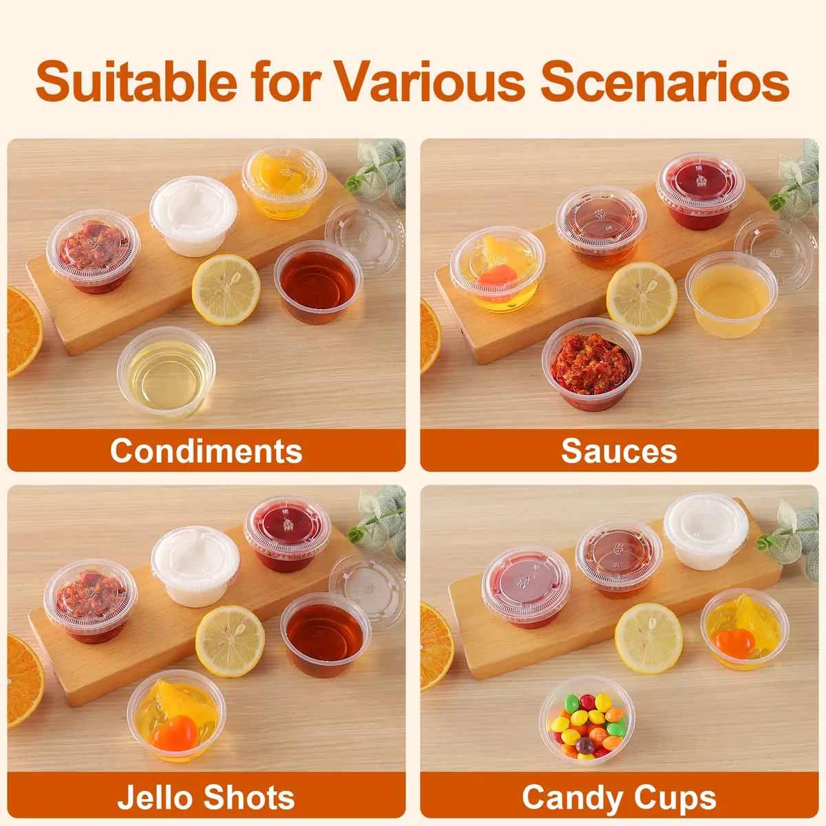 TashiBox 200 Pack of 2-Ounce Disposable Plastic Jello Shot Cups with Lids | Clear, Leak Proof, Food Grade - view 6