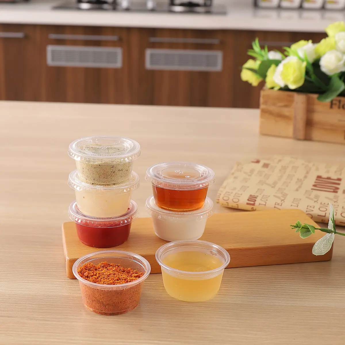 TashiBox 200 Pack of 2-Ounce Disposable Plastic Jello Shot Cups with Lids | Clear, Leak Proof, Food Grade - view 7