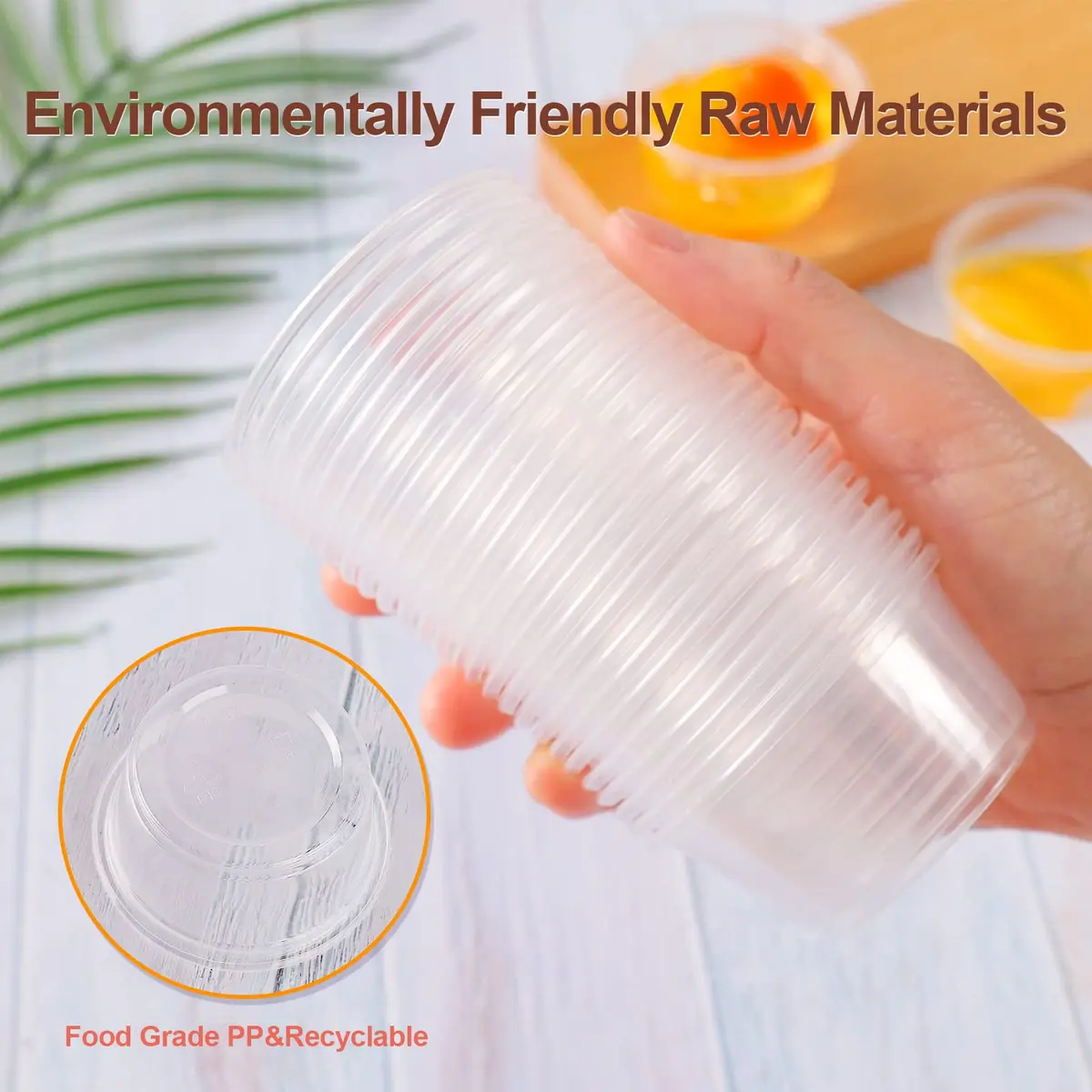 TashiBox 200 Pack of 2-Ounce Disposable Plastic Jello Shot Cups with Lids | Clear, Leak Proof, Food Grade - view 3