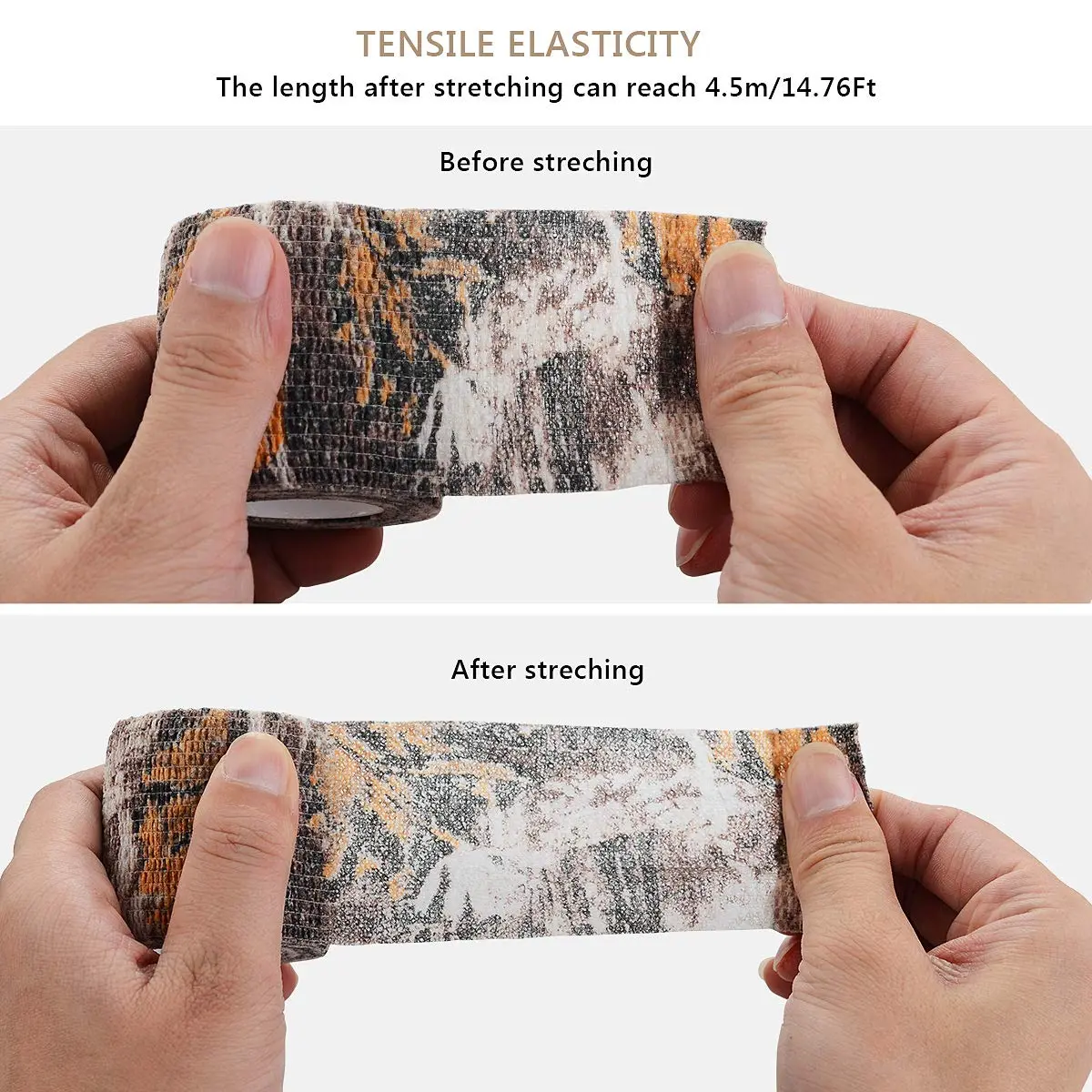 EAmber Camo Wrap Tape 5cm x 4.5m (2in x 14.76ft) | Self-Adhesive & Reusable Concealment Wrap - view 3