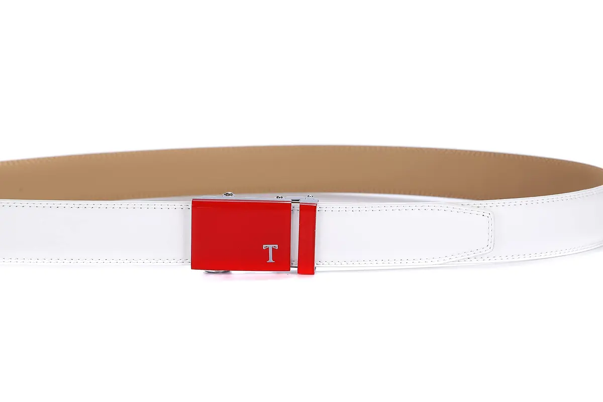 Tonywell Mens Belts Leather Ratchet, Red | Adjustable Casual & Dress Belt for Men - view 4