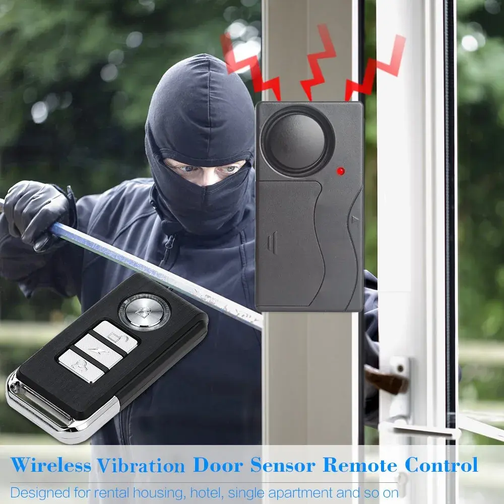 Mengshen Wireless Vibration Alarm Anti-Theft Burglar Alarm 110dB Loud Alert with Remote Control - view 2