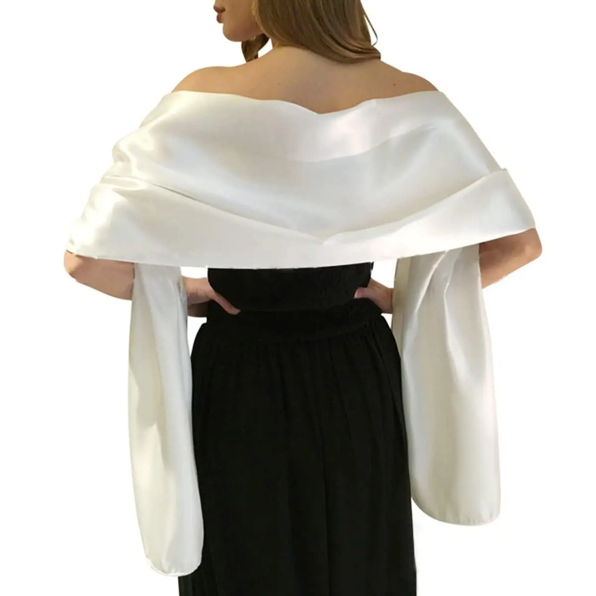 MLMW Satin Shawls and Wraps for Women 90"L x 26"W | Formal Bridal Party Accessory - main product image