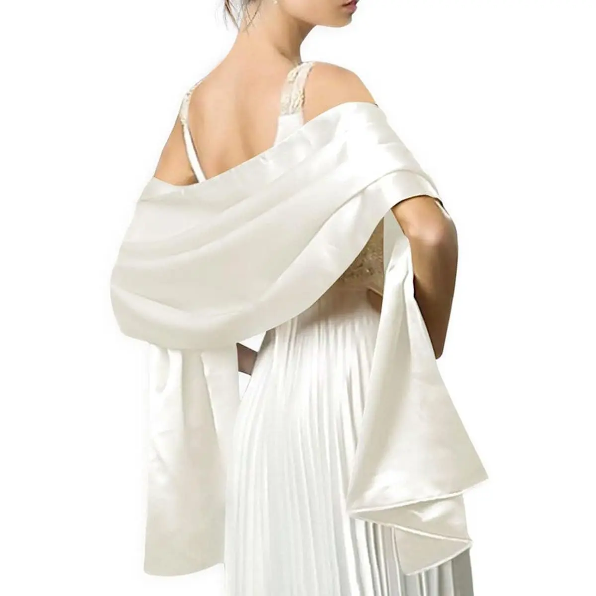 MLMW Satin Shawls and Wraps for Women 90"L x 26"W | Formal Bridal Party Accessory - view 2