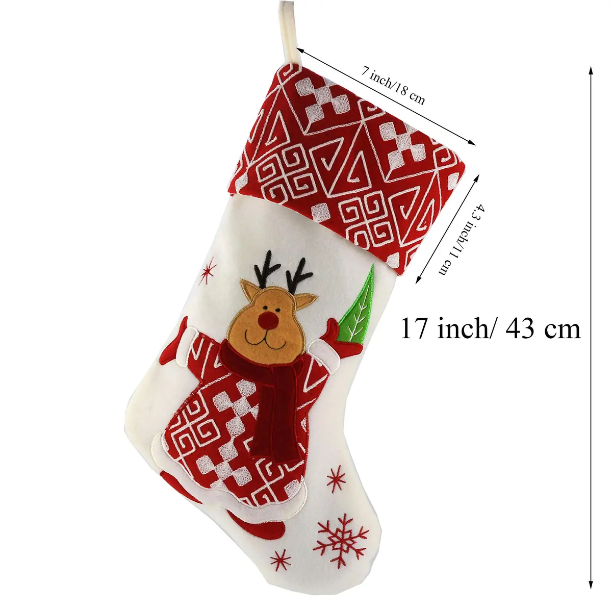WEWILL Classic Christmas Stockings Set of 2 Elk, Snowman 17 inch | Festive Holiday Decor - view 3