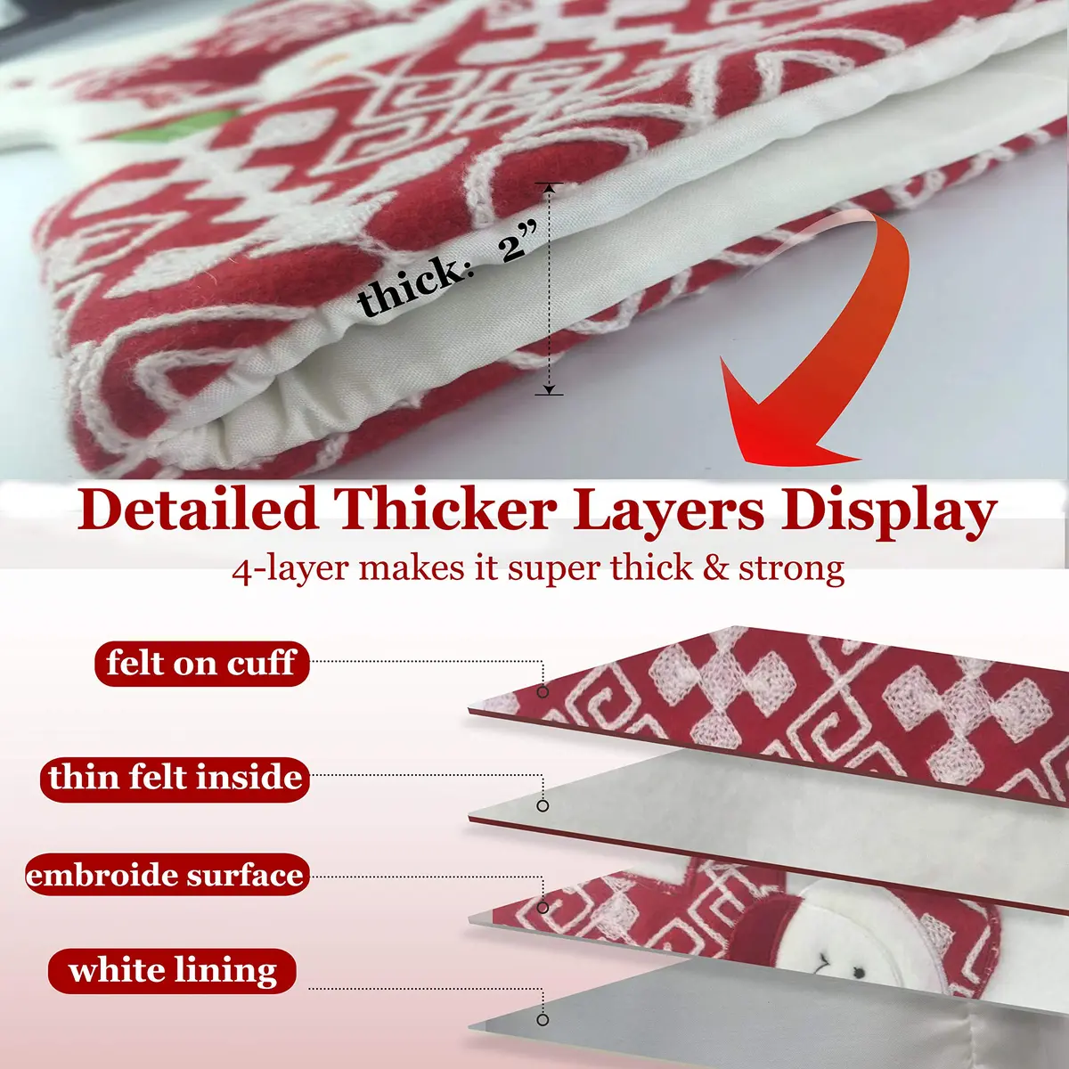 WEWILL Classic Christmas Stockings Set of 2 Elk, Snowman 17 inch | Festive Holiday Decor - view 4