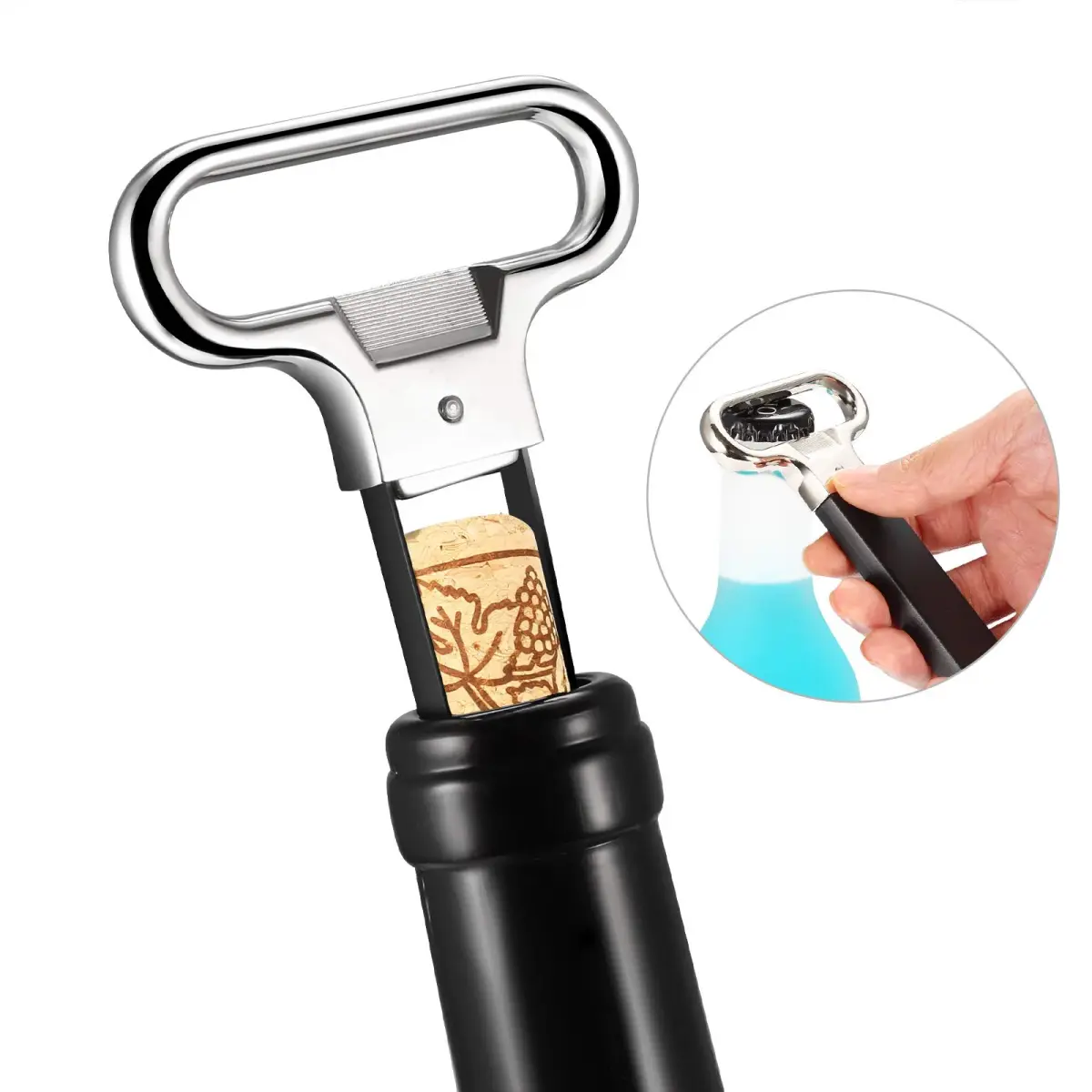 E&EY Ah-So Wine Opener Two-Prong Cork Puller for Old Red Wine 11cm (4.3in) | Protects Wine Corks - view 2