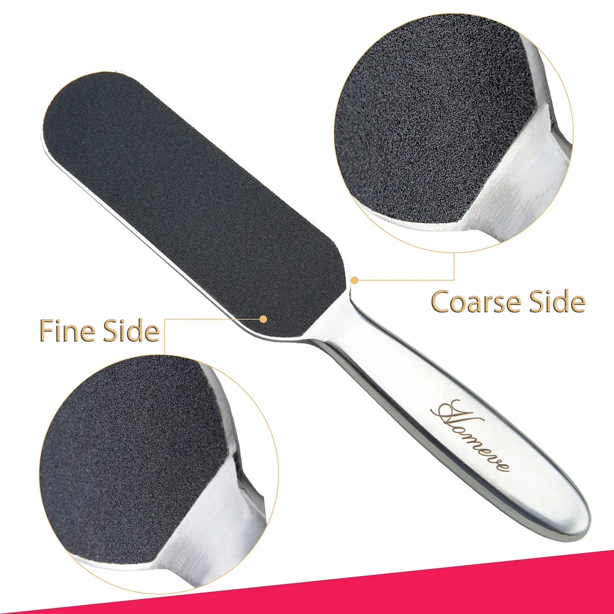 Homeve Pedicure Foot File Reusable Stainless Steel Cracked Skin Callus Remover Feet Rasp | Ergonomic & Durable - view 2
