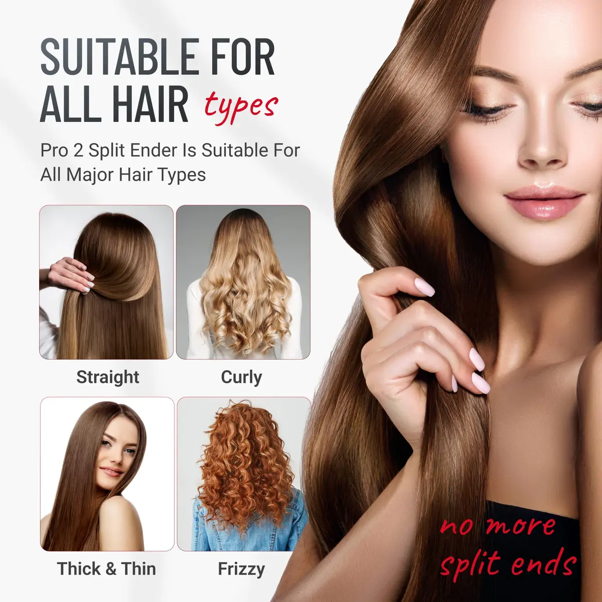 Split-Ender Pro 2 - Cordless Hair Trimmer for Damaged & Dry Hair | Safe Split End Removal (70-120c) - view 5