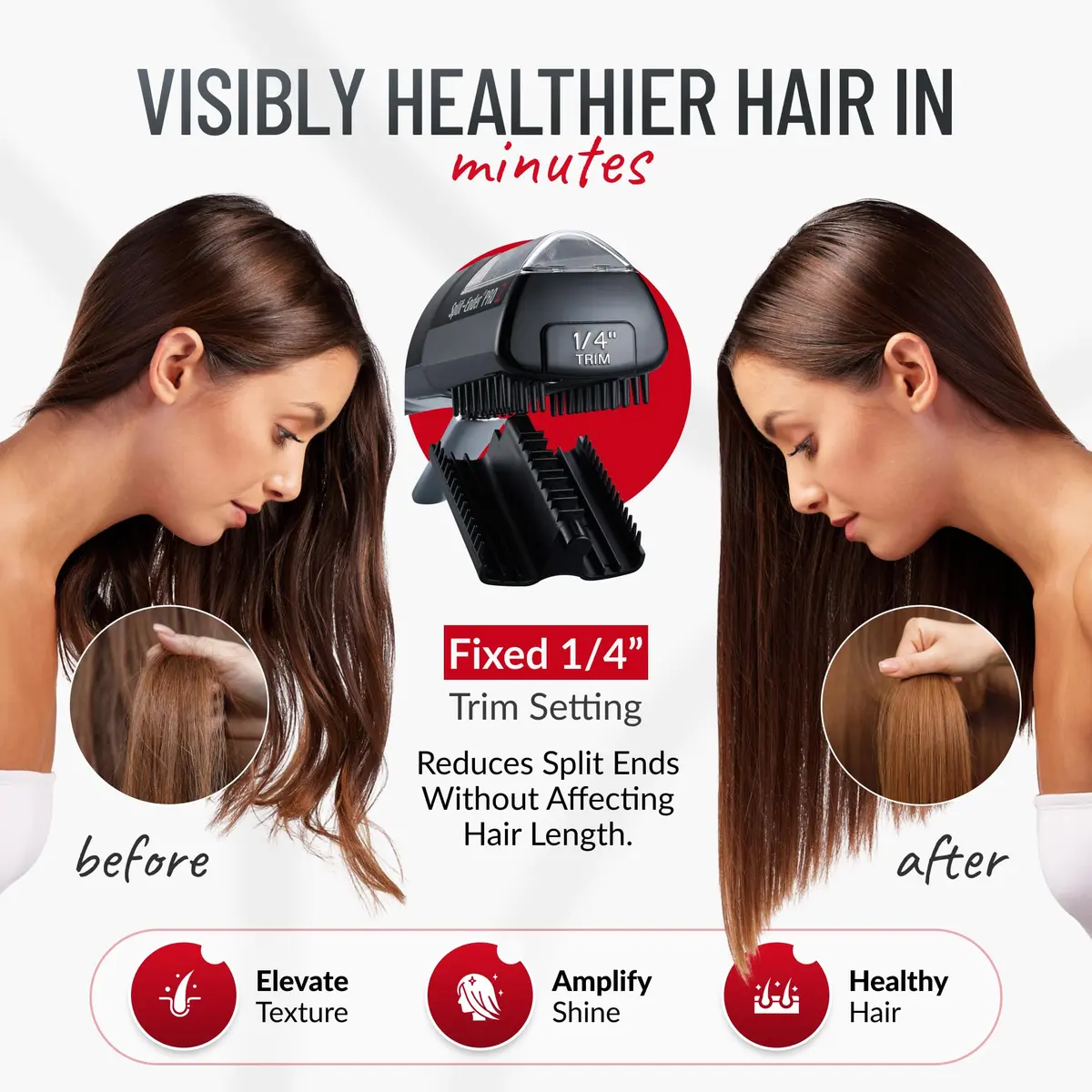 Split-Ender Pro 2 - Cordless Hair Trimmer for Damaged & Dry Hair | Safe Split End Removal (70-120c) - view 7