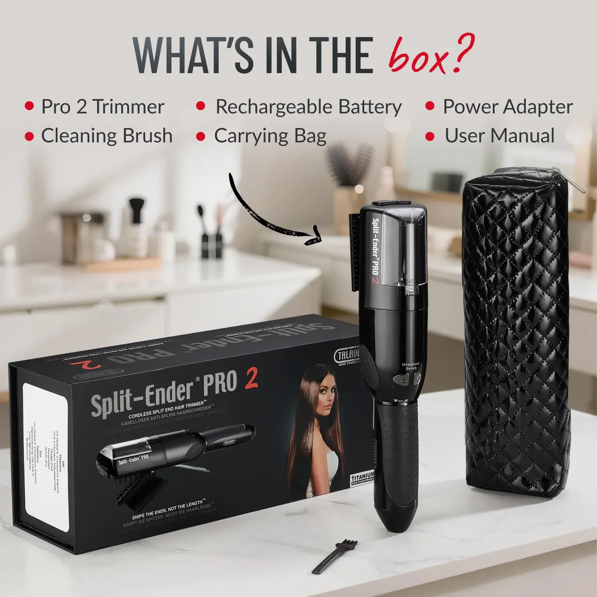 Split-Ender Pro 2 - Cordless Hair Trimmer for Damaged & Dry Hair | Safe Split End Removal (70-120c) - view 9
