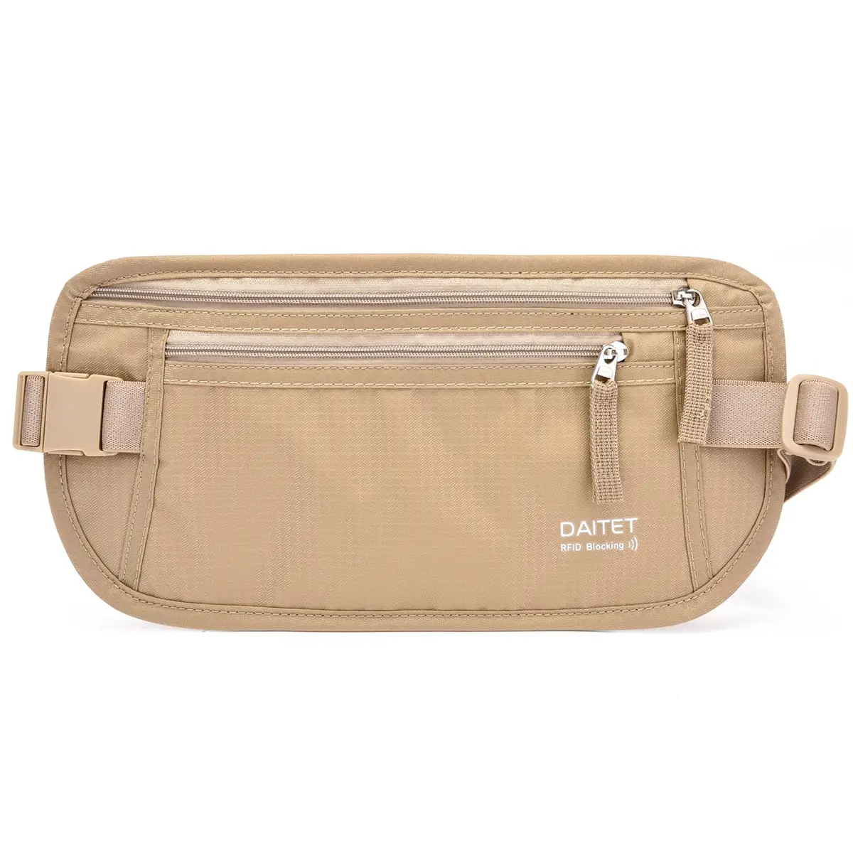 DAITET RFID Blocking Money Belt Passport Holder with Hidden Travel Wallet & Fanny Pack (Beige, 11.2" x 5.5") - main product image