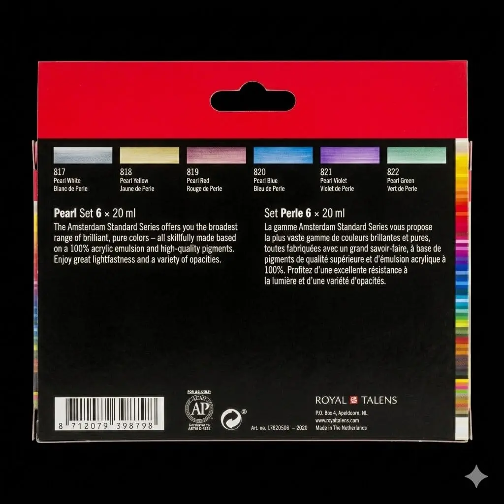 Amsterdam Standard Series Acrylic Paint Set, Pearl, 0.6 fl oz, 6 Count | Vibrant, Water-Based, Versatile for Artists - view 6