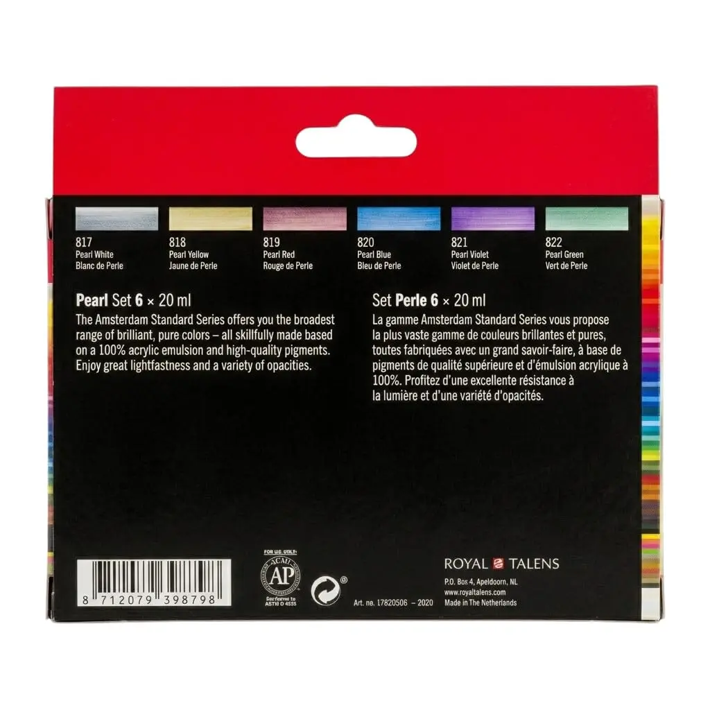 Amsterdam Standard Series Acrylic Paint Set, Pearl, 0.6 fl oz, 6 Count | Vibrant, Water-Based, Versatile for Artists - view 7