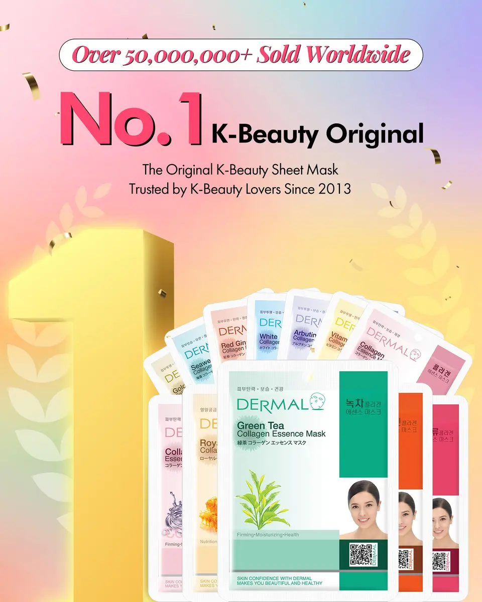 DERMAL 24 Combo Korean Essence Sheet Mask Variety Pack, Collagen & More | 24 Masks (552ml) - view 2