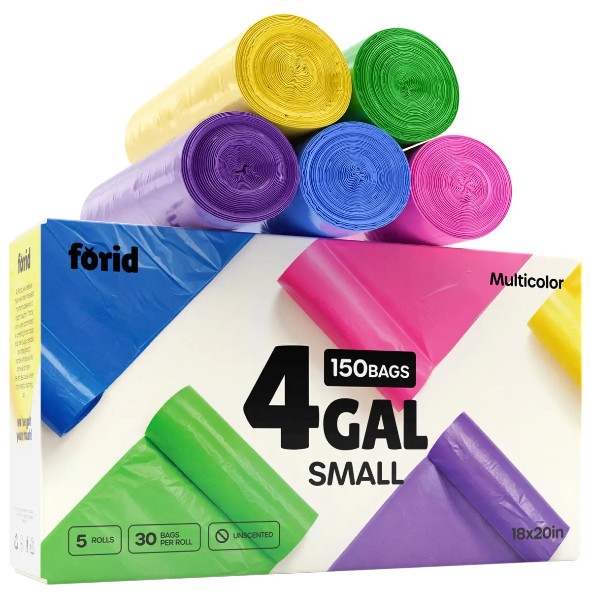 FORID Small Trash Bags 4 Gallon | Extra Thick Colored Garbage Bags Unscented, Strong Plastic Wastebasket Liners for Home & Office - main product image
