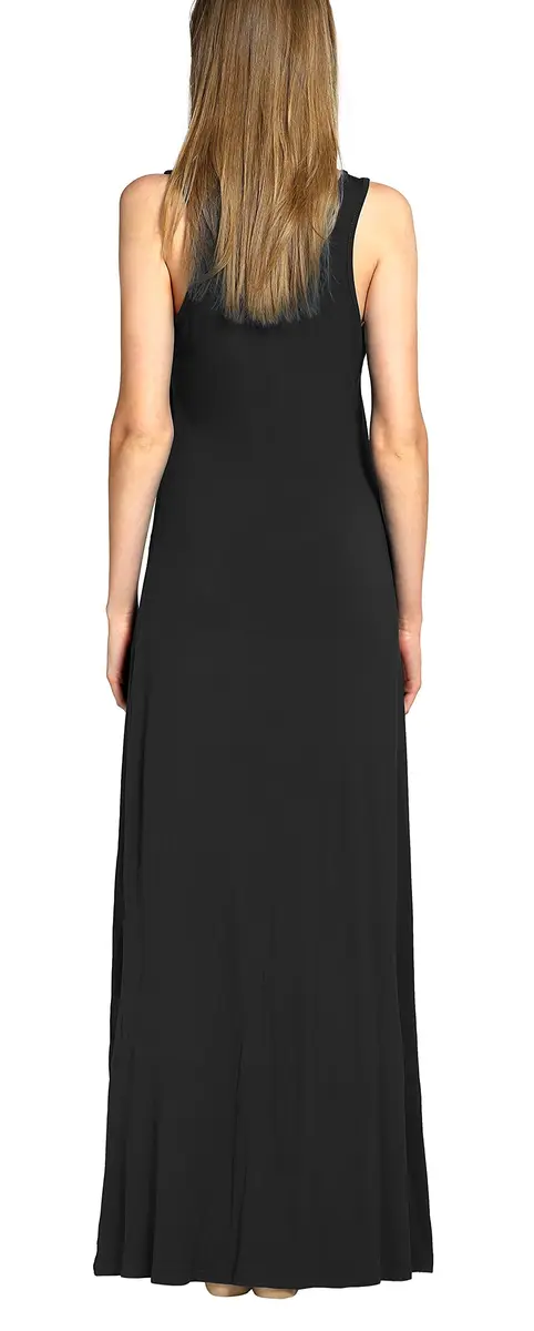 Urban CoCo Women's Scoop Neck Solid Sleeveless Maxi Dress 95% Polyester 5% Spandex | Casual Summer Beach Wear - view 5