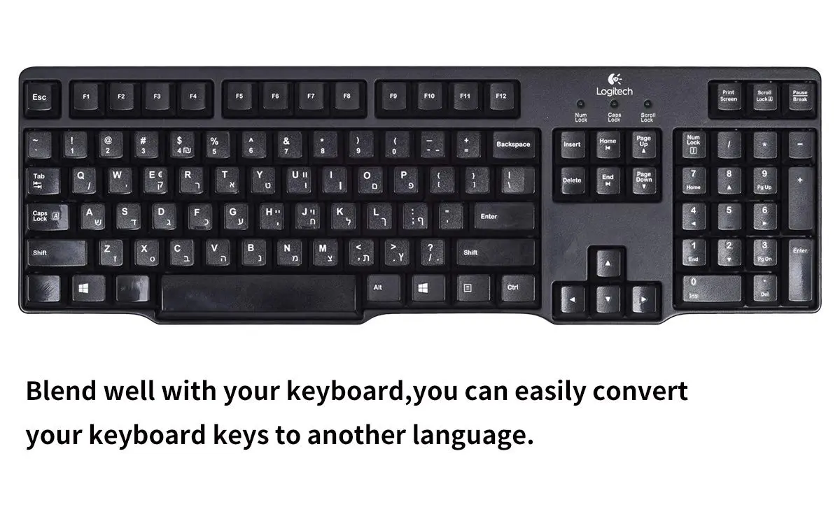 CaseBuy Hebrew Keyboard Stickers 48 Keys | Durable Vinyl, Matte Finish, for Desktop & Laptop - view 5